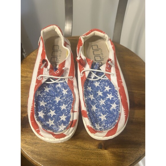 Hey Dude Women’s Size US 6 EU 37 Wendy Star Spangled Stars And Stripes Patriotic - Picture 1 of 5
